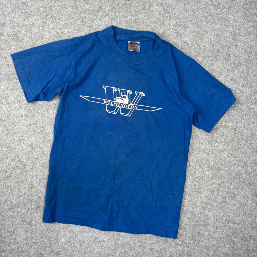 Vintage Oneita Power-T Wilmington Rowing Crew T-Shirt Blue Made in USA Mens M